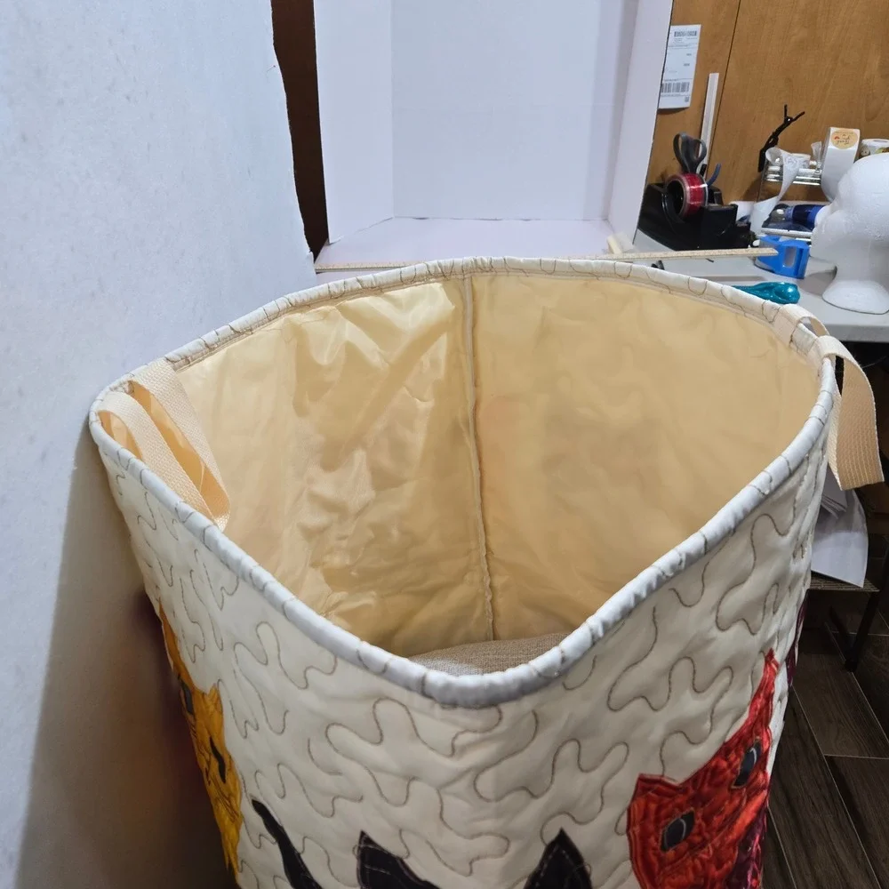 Cat Kitty Quilted Laundry Hamper Large Multicolor Cat Graphic Storage Bin